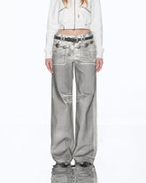 High-Fashion-Jeans in Silber